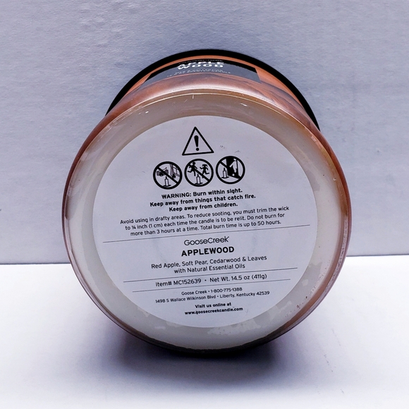 Goose Creek APPLEWOOD Large 3-Wick Scented Candle, 14.5 oz - Picture 4 of 5